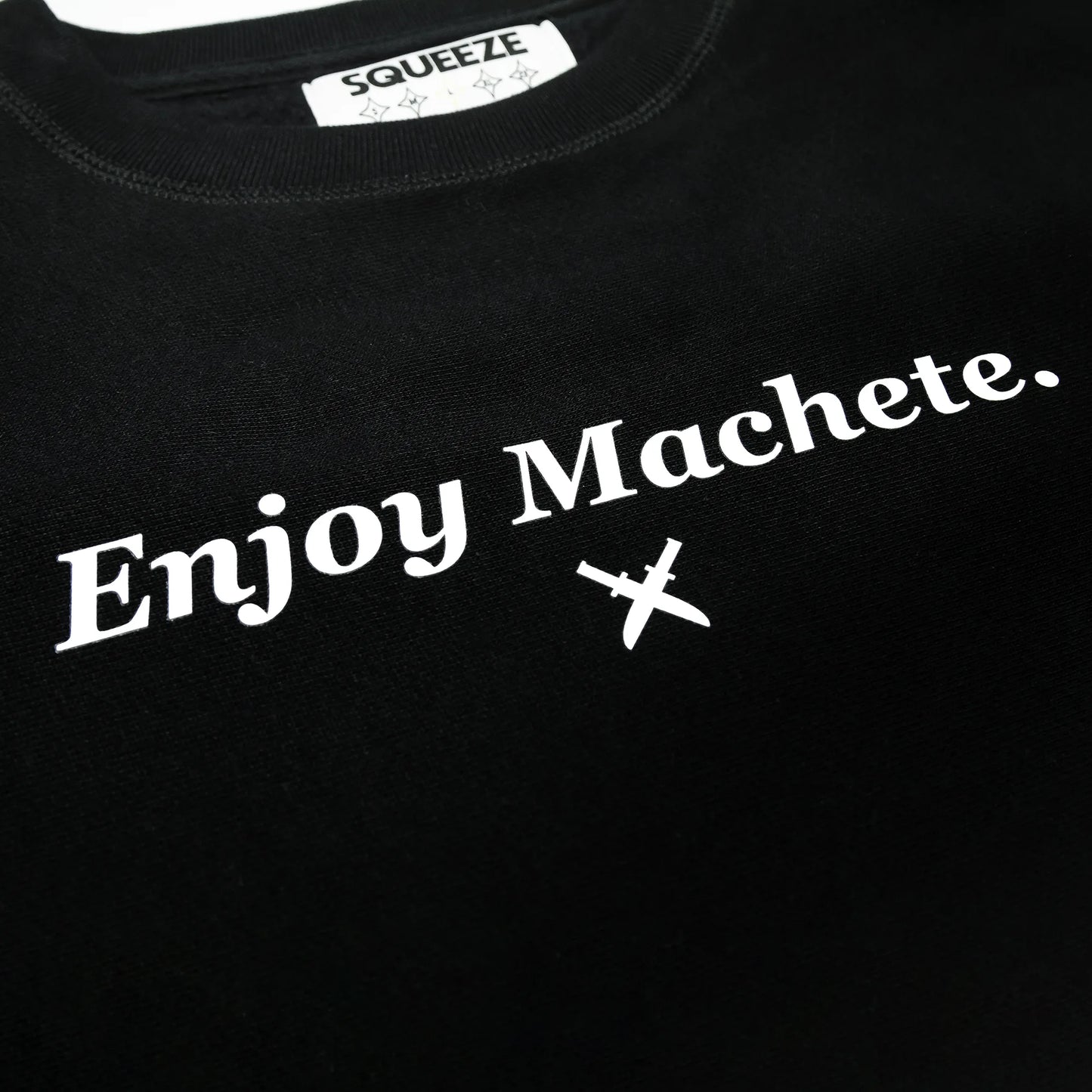 Heavyweight Black Crewneck Sweater Enjoy Machete Squeeze 86