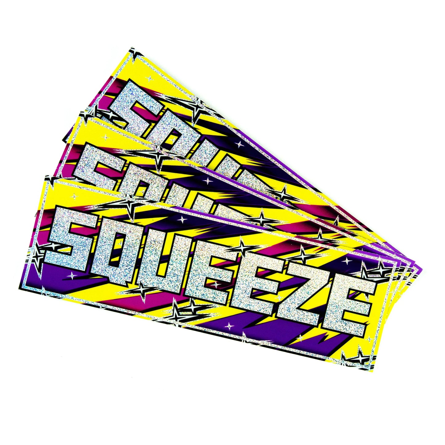 Yellow glitter squeeze car design sticker