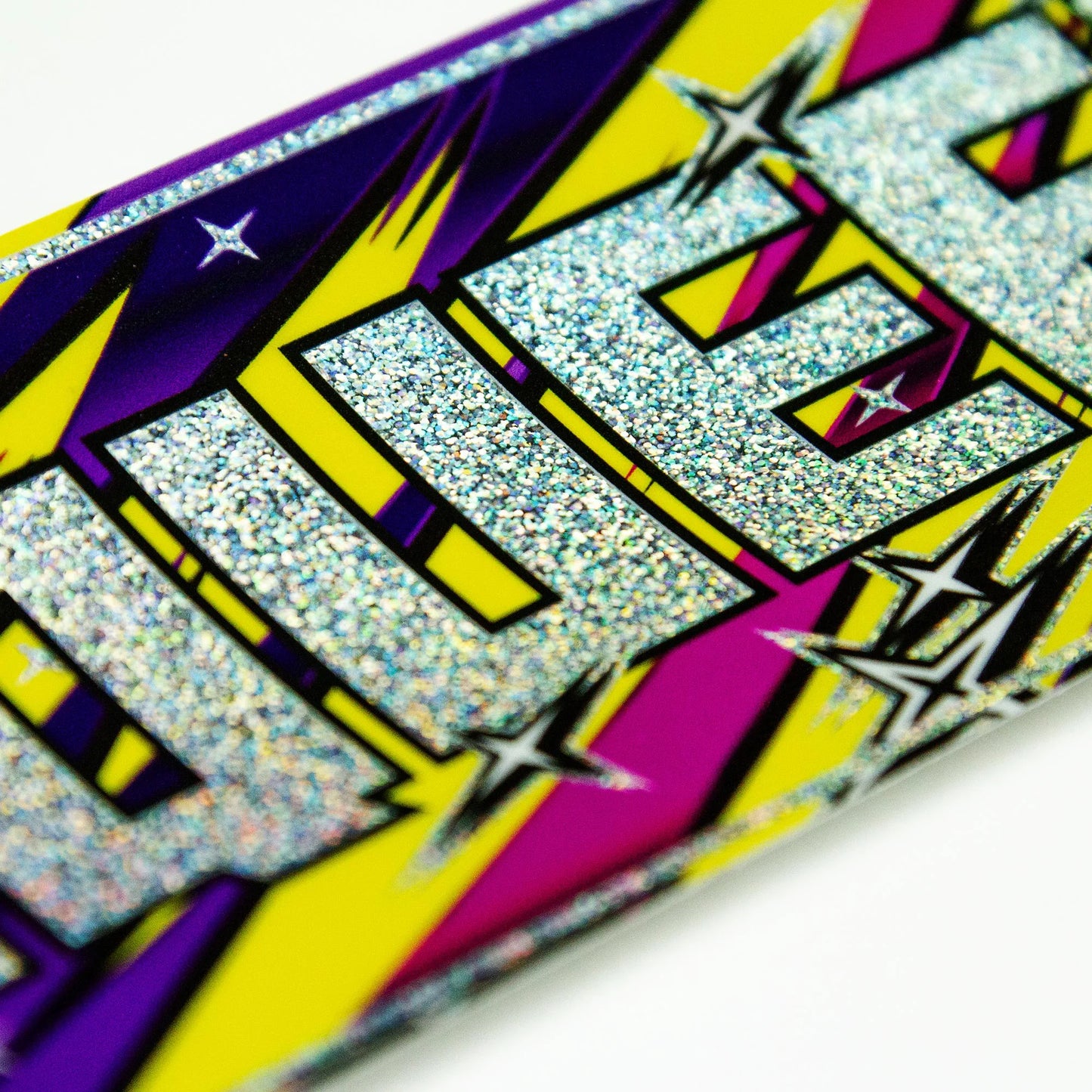Pink and yellow glitter squeeze car design sticker