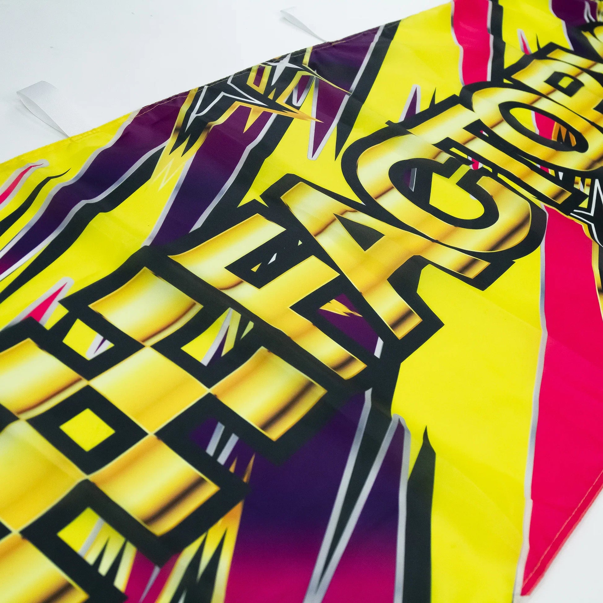Yellow and pink nobori flag for shop