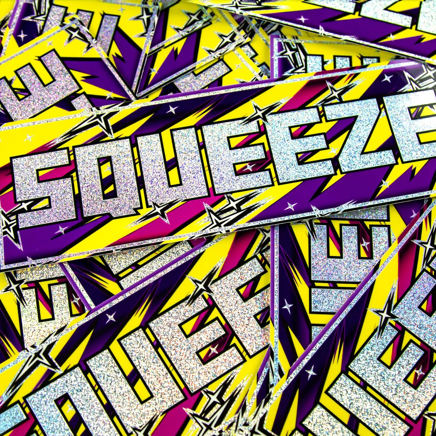 Purple glitter squeeze car sticker
