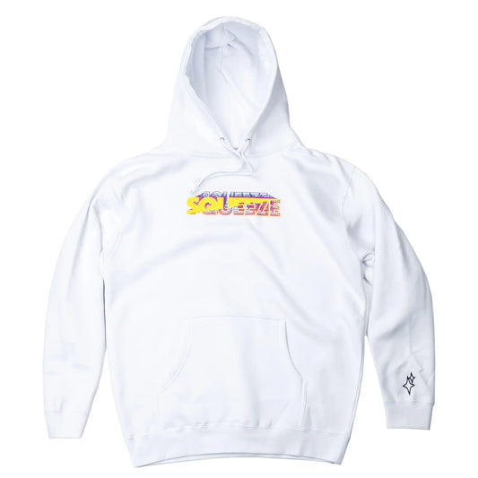 White squeeze retro logo hoodie