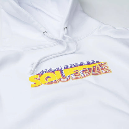 White squeeze retro logo hoodie