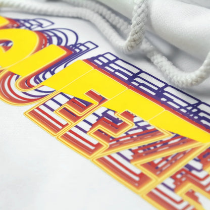 White squeeze retro logo hoodie